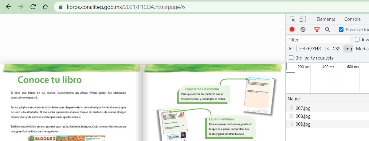 Analizando libro de CONALITEG para descargar