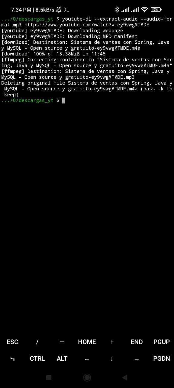 Descargar canción de YouTube en Android con youtube-dl y Termux