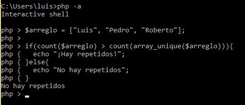 Detectar valores repetidos de arreglo en PHP: No hay repetidos