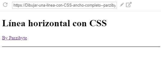 Línea con estilo CSS que ocupa todo el ancho disponible