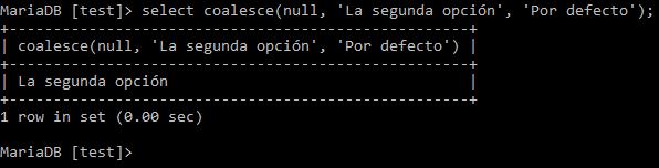 Coalesce con un argumento nulo