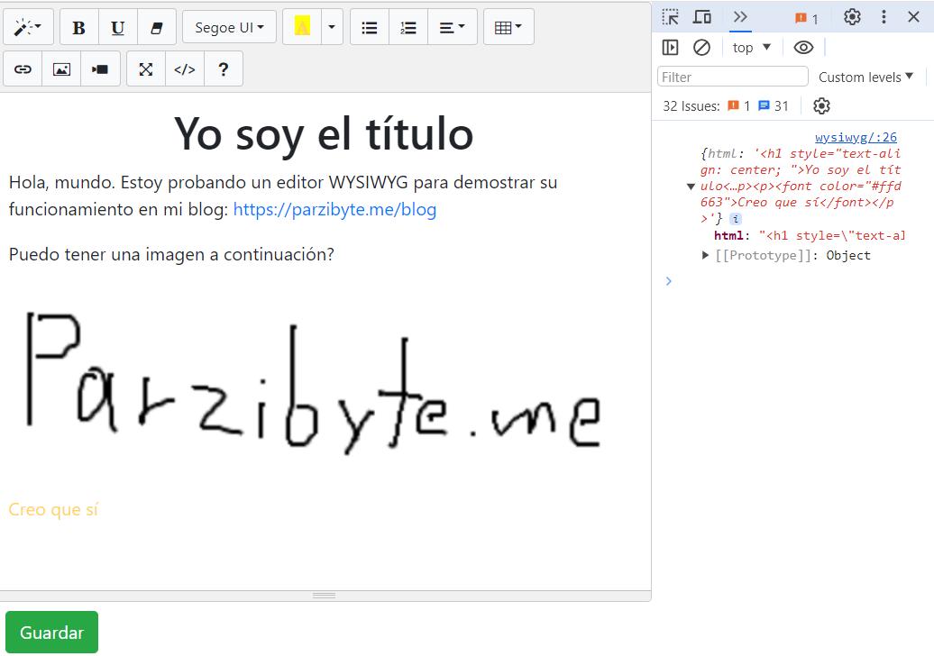 Editor WYSIWYG con JavaScript