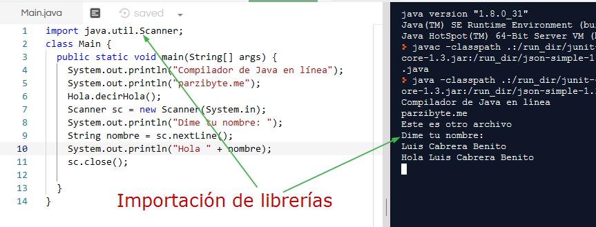 Importar librerías y leer por teclado