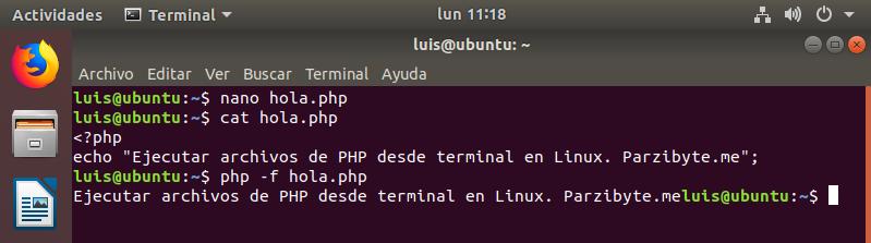Ejecutar código PHP en terminal de Linux