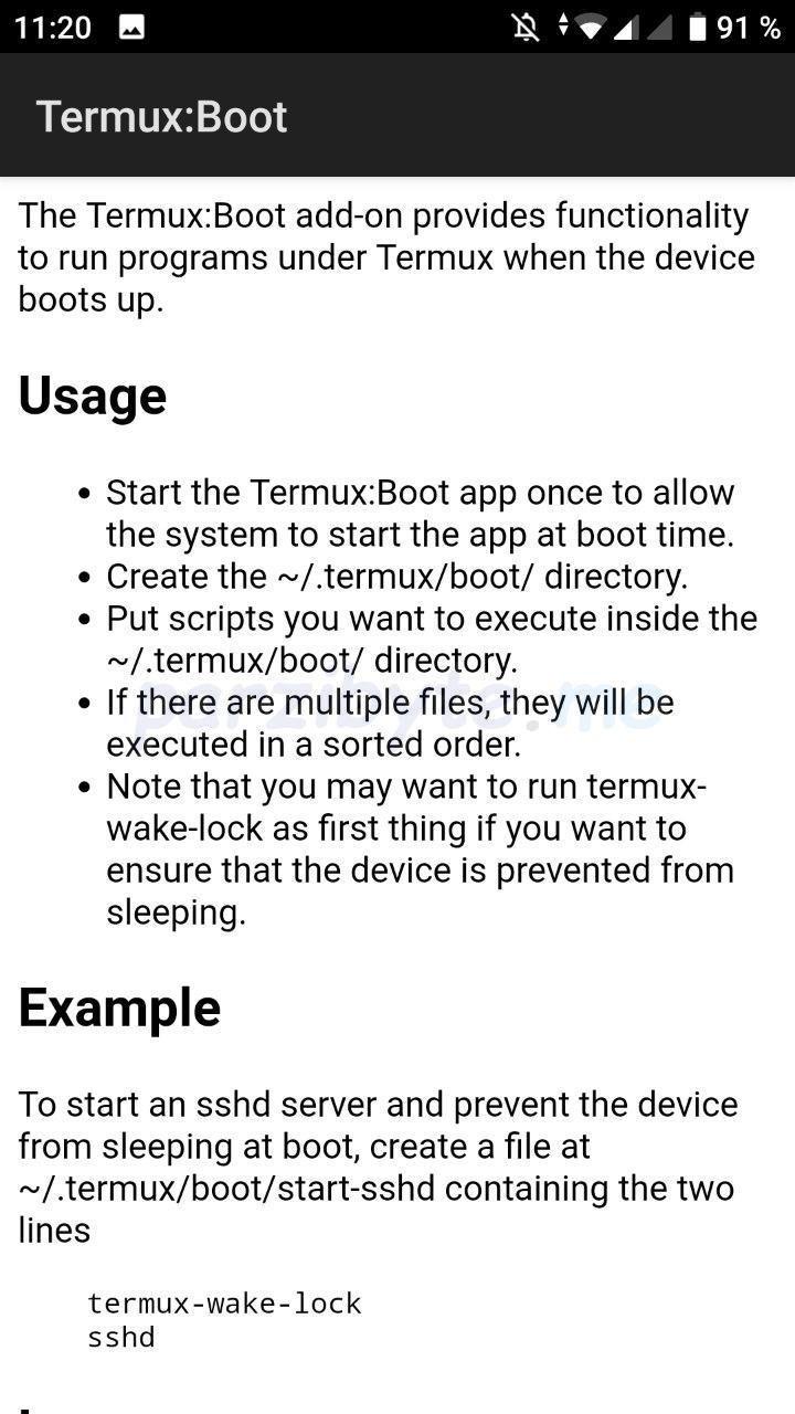 Abrir app de Termux Boot