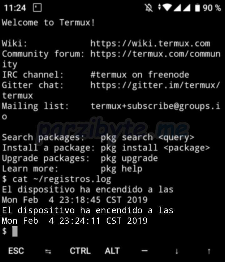 Comprobar registros al encender dispositivo