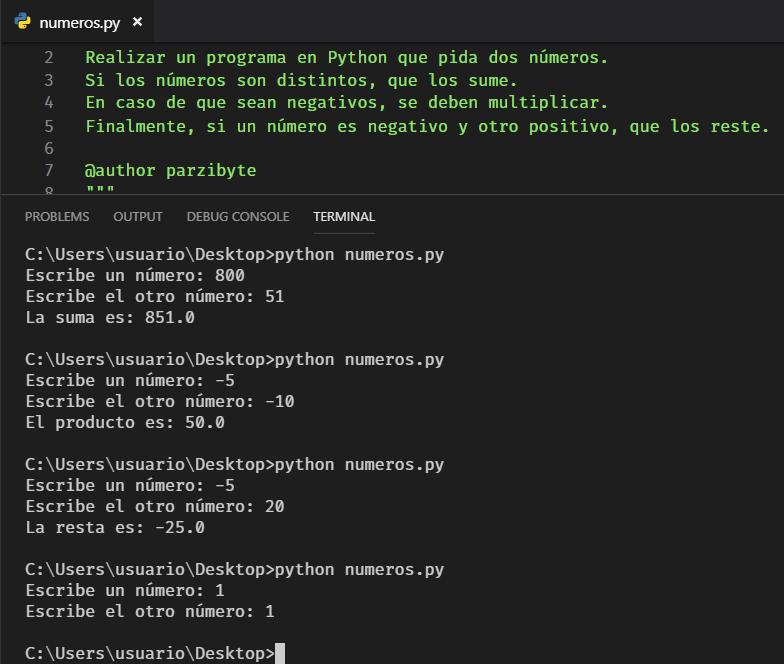 Números y operaciones - Ejercicio Python
