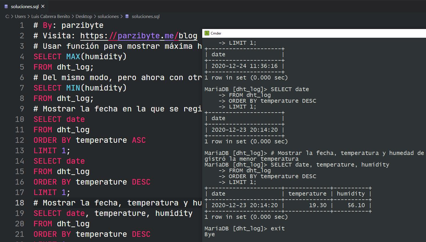 Ejercicios resueltos de consultas con SQL en el gestor MySQL - MariaDB