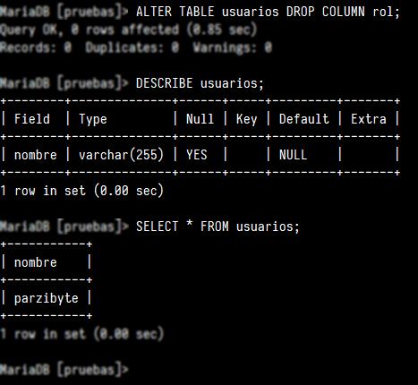 Eliminar columna de tabla en MySQL