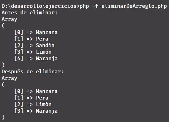 Eliminar elemento de arreglo en PHP