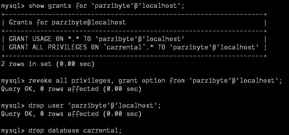 Eliminar usuario de MySQL