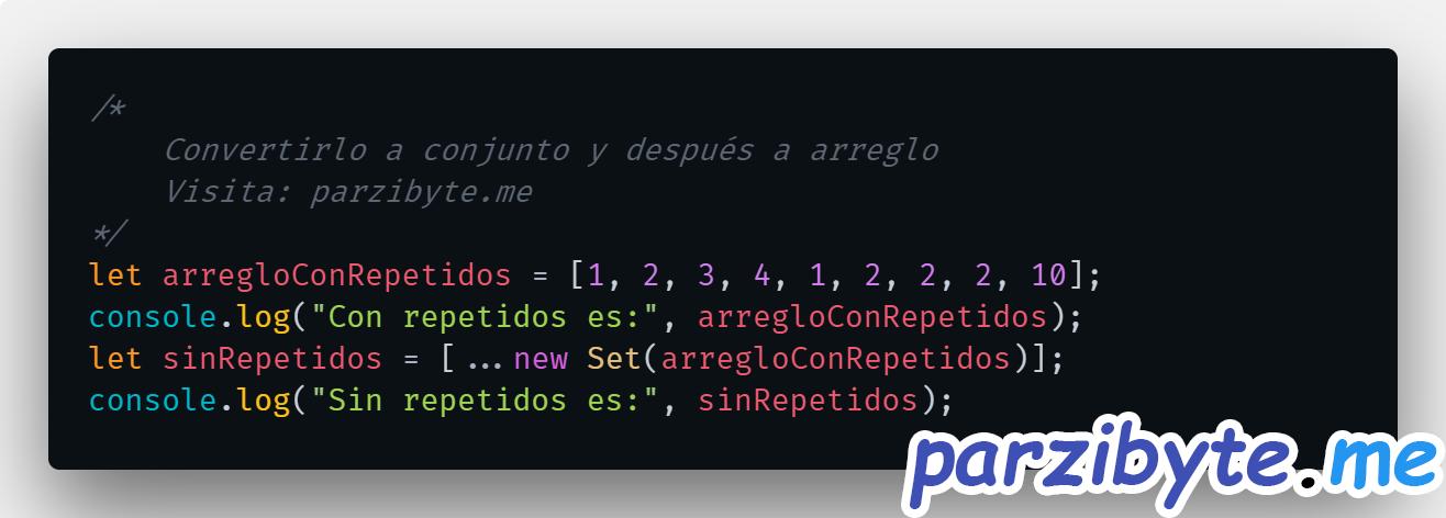 Eliminar duplicados de un arreglo en JavaScript