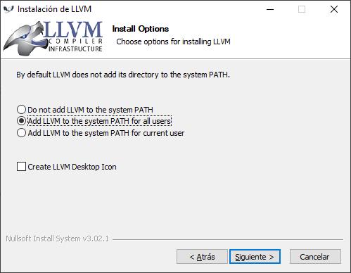 Agregar LLVM a PATH (compilador de C y C++)