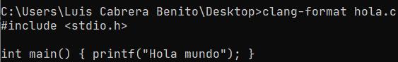 Código embellecido usando clang