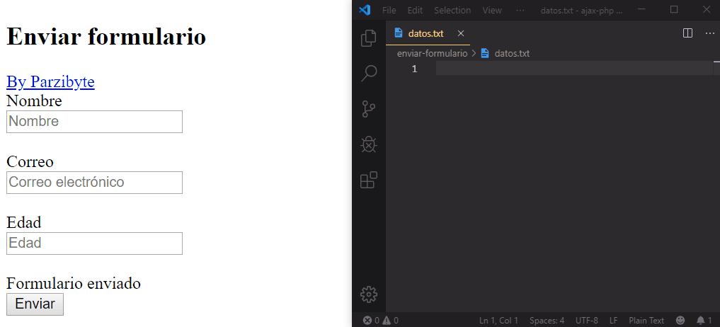 Enviar formulario usando AJAX, PHP y JavaScript puro