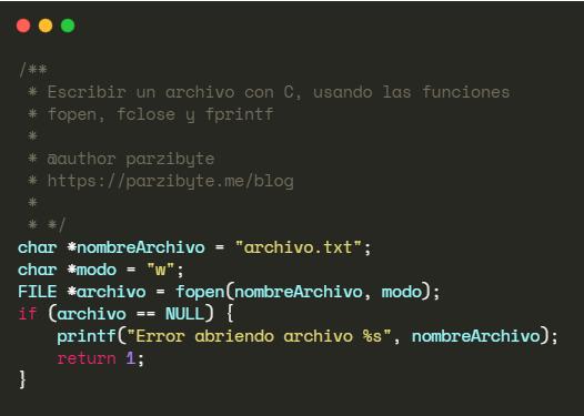 Abriendo archivo con fopen para posteriormente escribir contenido con fprintf