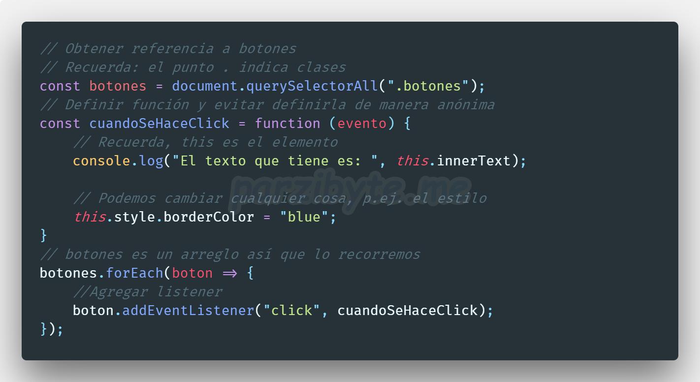 Escuchar click de botones en JavaScript