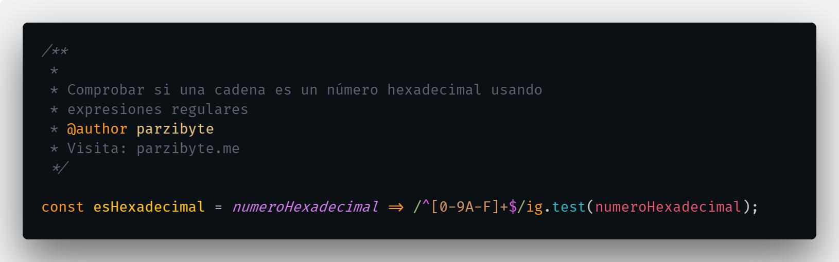 Probar si es hexadecimal en JavaScript