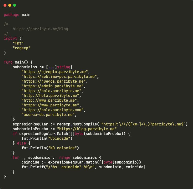 Expresiones regulares en Go - Ejemplos