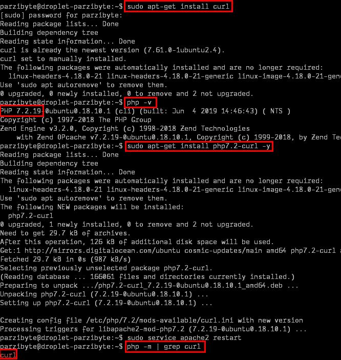 Instalar extensión cURL para PHP en Ubuntu