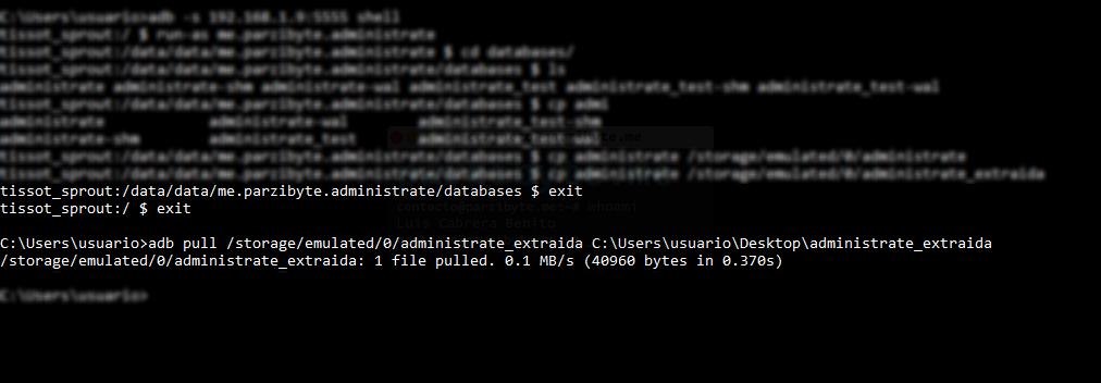 6 - Copiar base de datos de dispositivo a PC con adb pull