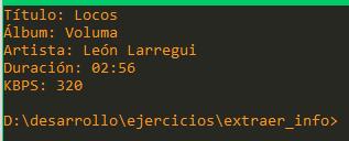 Obtener título, álbum, artista, duración y KBPS