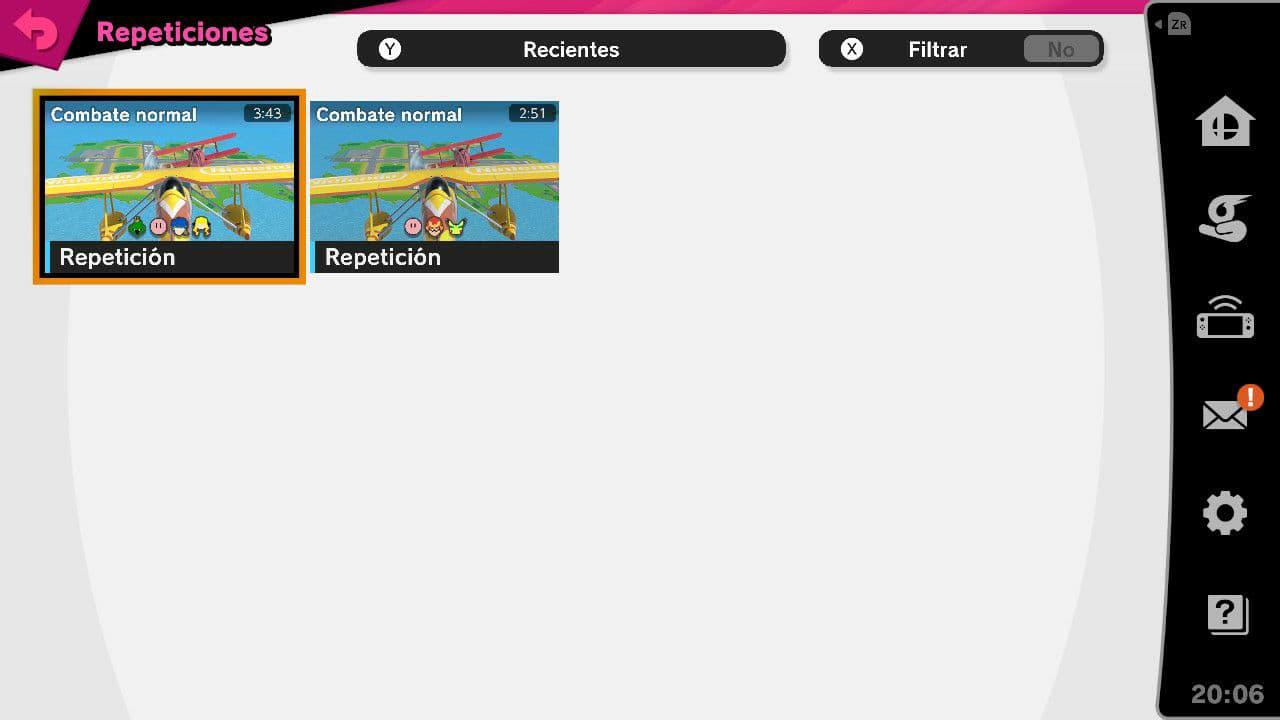 Repeticiones guardadas en Super Smash Bros Ultimate