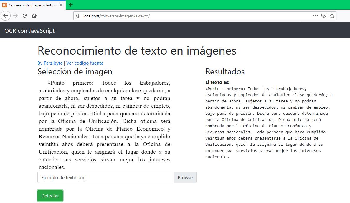 Conversor de imagen a texto en Firefox