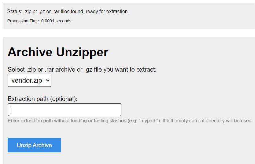 Extraer zip con PHP desde gestor de archivos en hosting