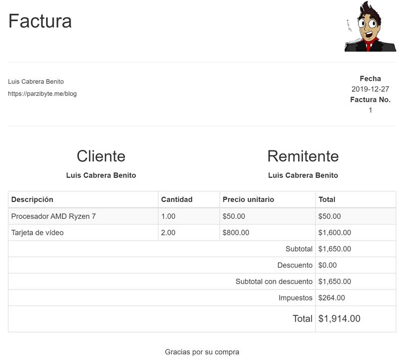 Diseño de factura PDF con PHP