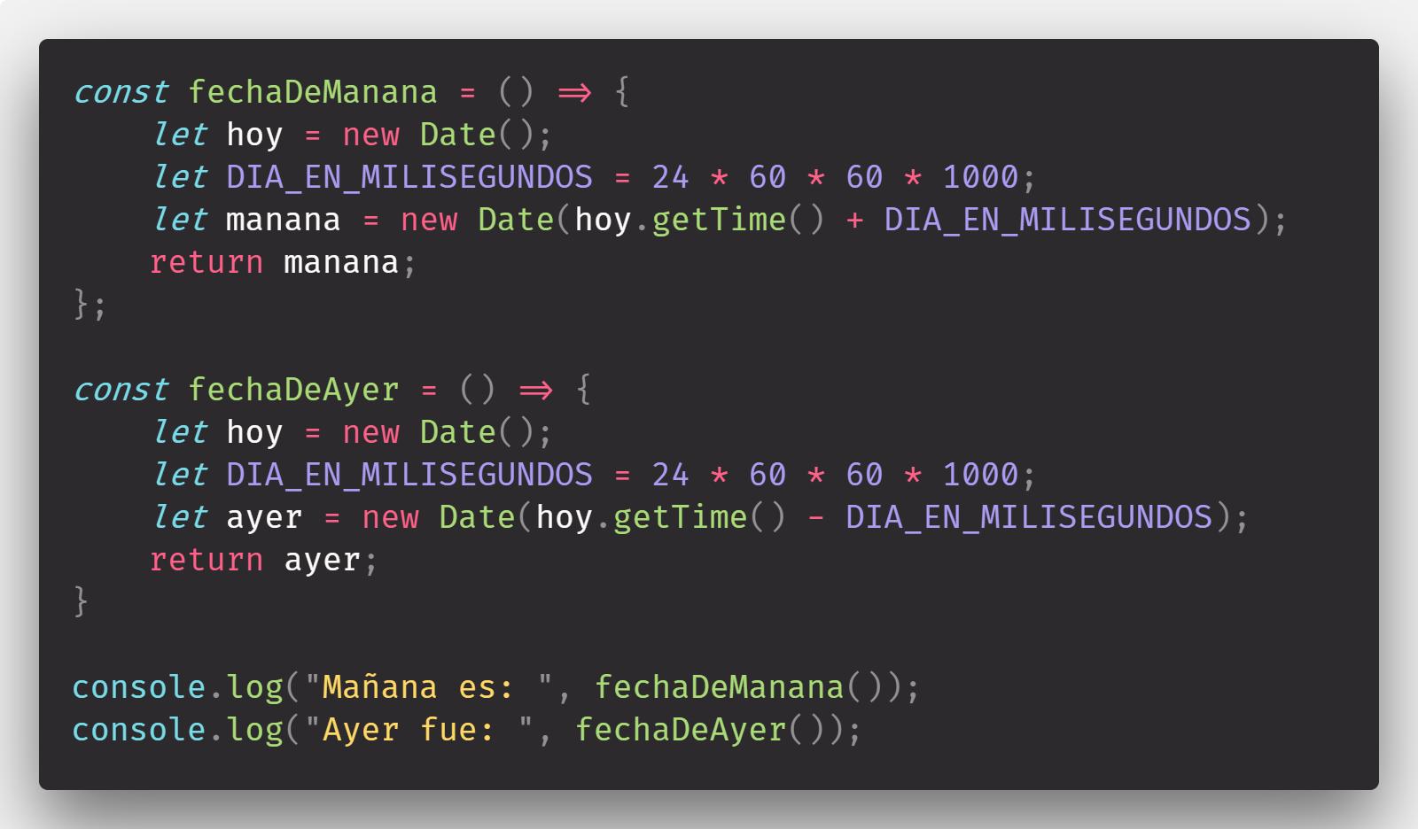 Fecha de ayer y fecha de mañana en JavaScript