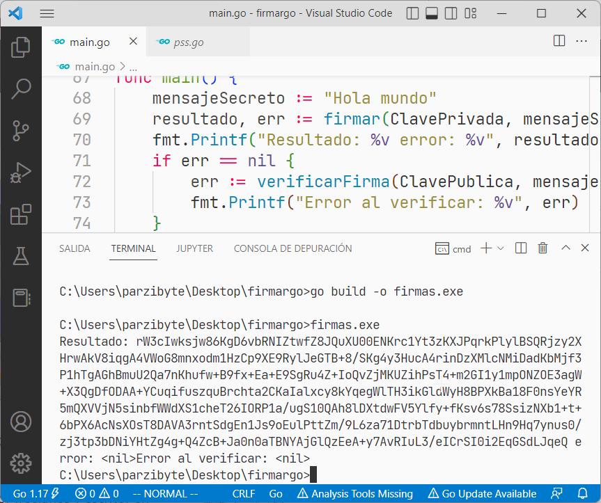 Firma digital con Golang y RSA