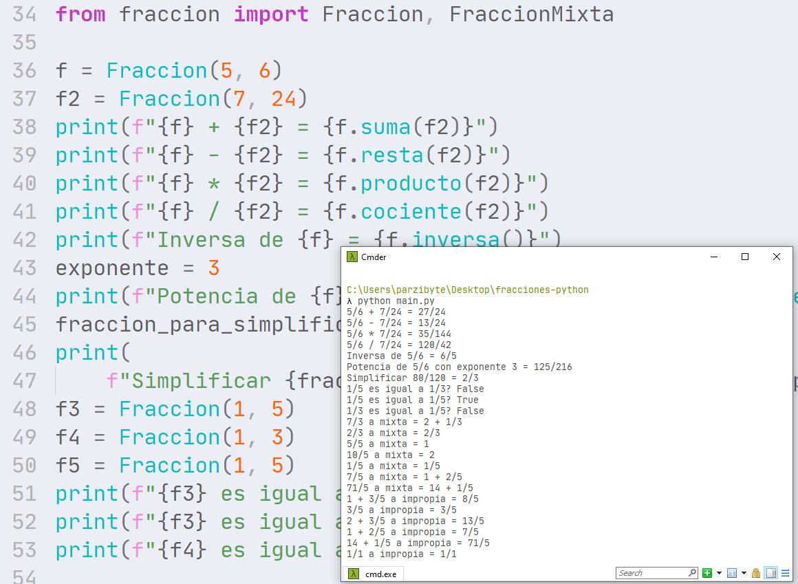 Fracciones mixtas e impropias en Python - Manejo de operaciones de quebrados