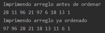 Arreglo descendente en C
