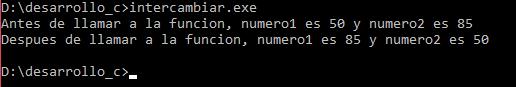 Intercambio de variable: llamada por referencia en C