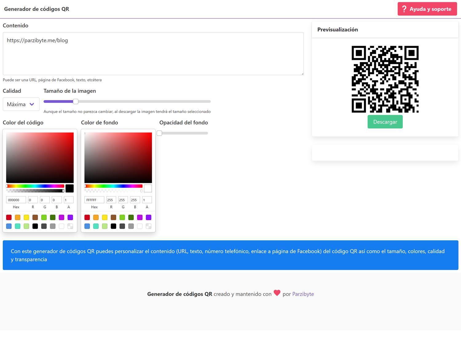 Generador de códigos QR online gratuito y open source