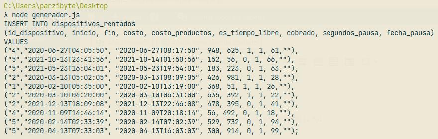 Generar datos aleatorios con JavaScript para llenar base de datos SQL