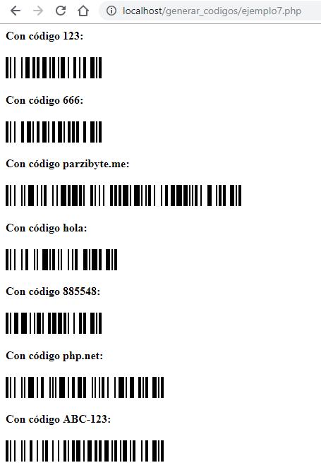 Múltiples códigos de barras generados con PHP