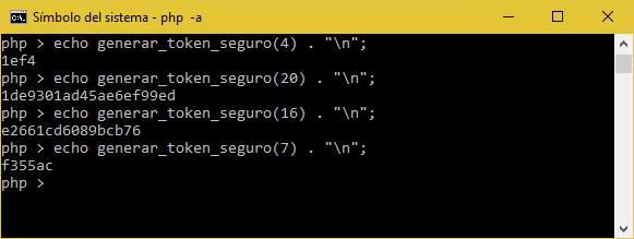 Demostración de cómo generar un token en PHP que sea seguro criptográficamente