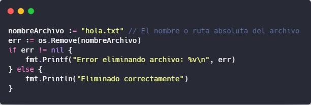Eliminar archivo en Go