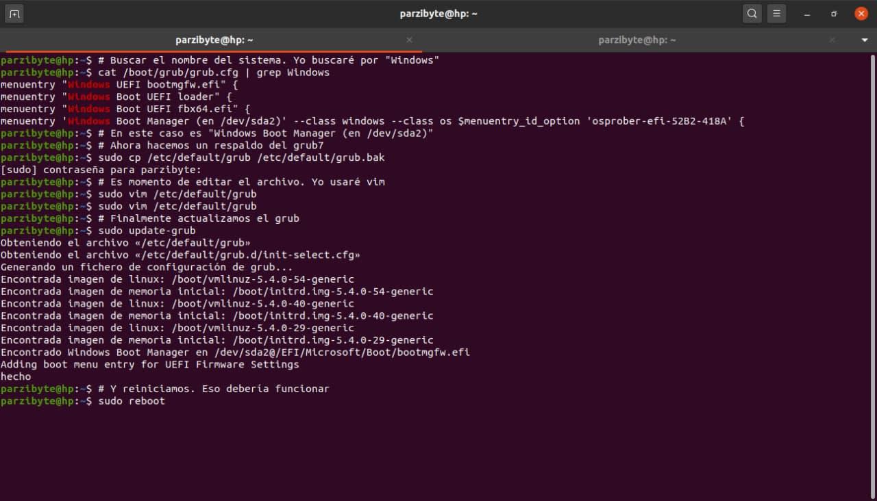 Cambiar orden de sistema en GRUB
