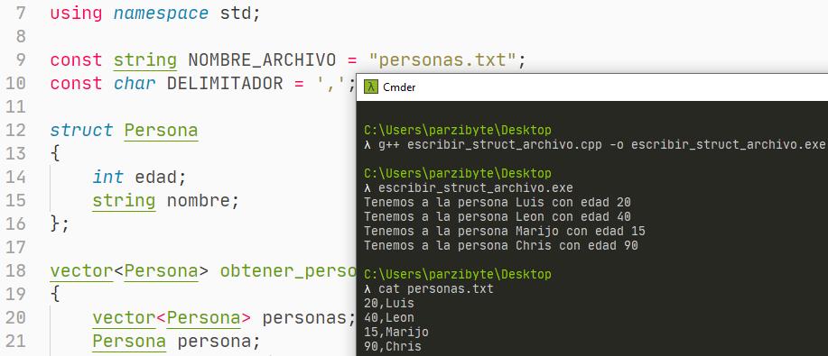 Guardar y recuperar colección de struct en archivo usando C++
