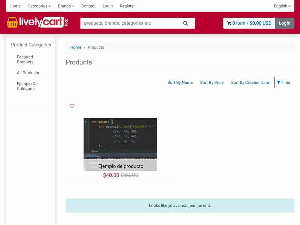 LivelyCart Pro en ejecución