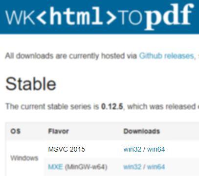 Descargar wkhtmltopdf para Windows