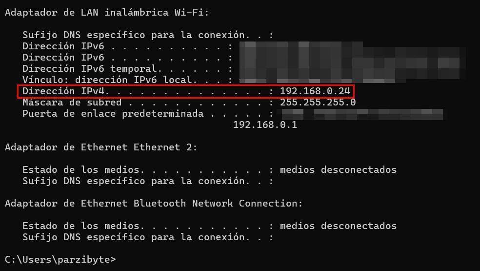 Averiguar IPv4 de computadora con impresora y plugin