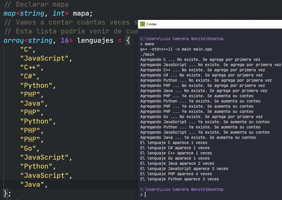 Map en CPP - Ejemplo de uso