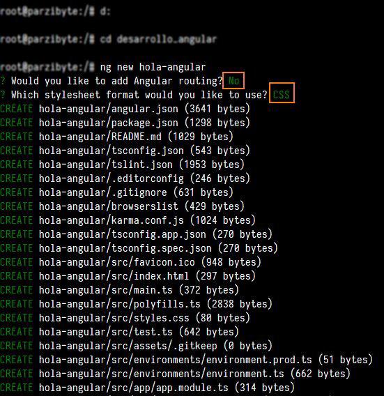 Usar ng new para crear nuevo proyecto de Angular