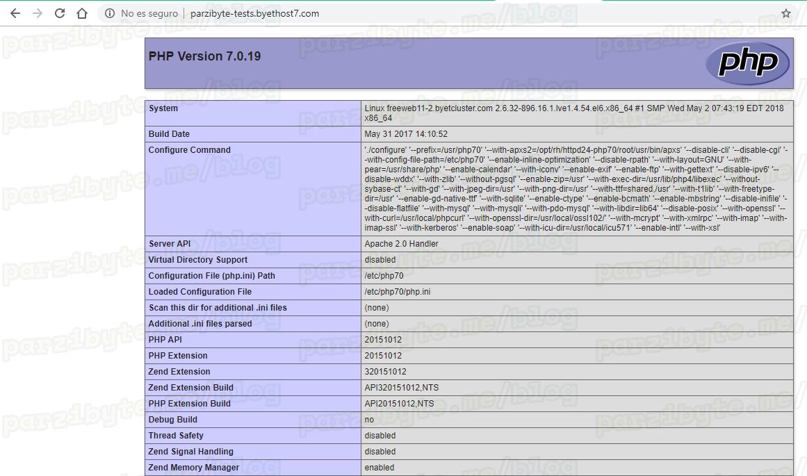 Probando servidor con PHP