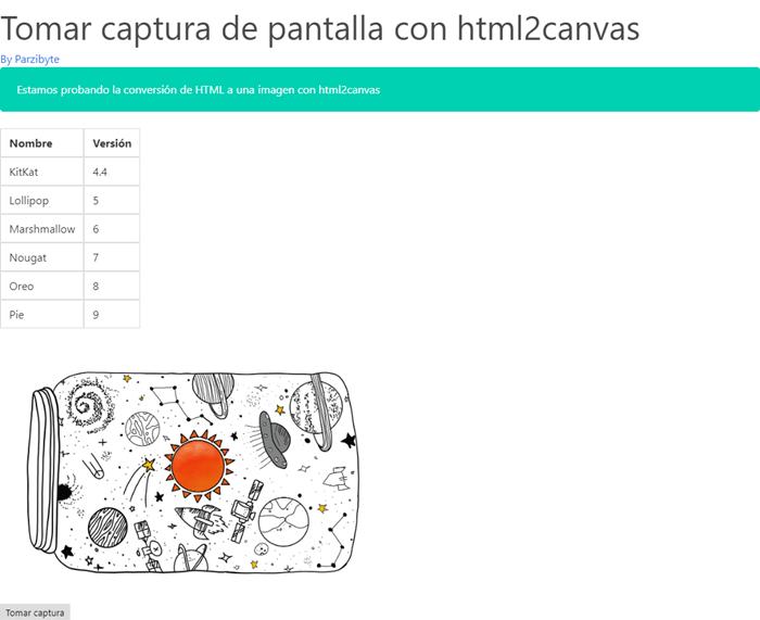 HTML convertido a imagen con html2canvas