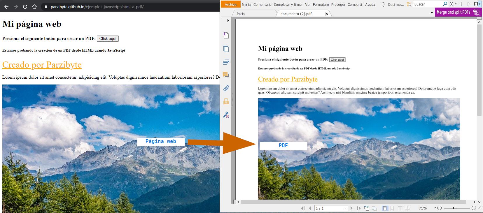 Convertir HTML a PDF con JavaScript